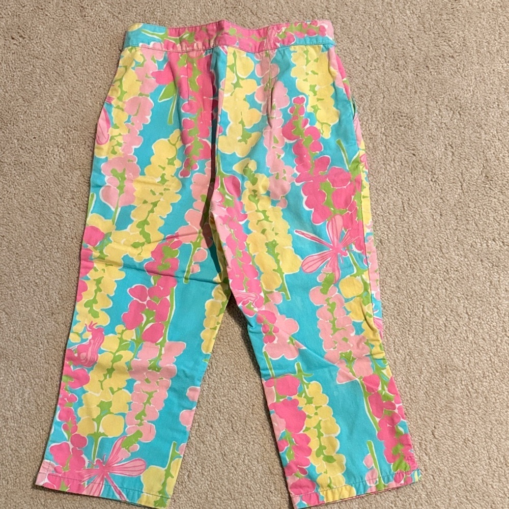 Lilly Pulitzer Yellow Blue and Pink Floral Pants - Picture 4 of 4
